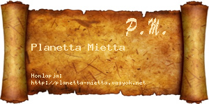 Planetta Mietta névjegykártya